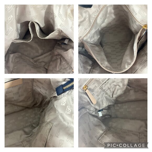 Michael Michael Kors Navy Blue Leather Medium Jet SEt Top Zip Tote - Picture 13 of 14